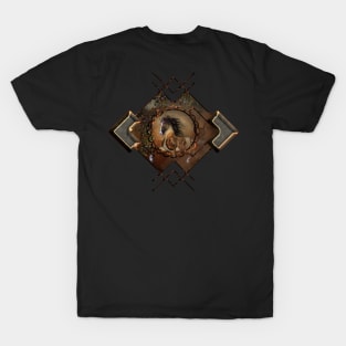 Beautiful steampunk horse with cloack and gears T-Shirt